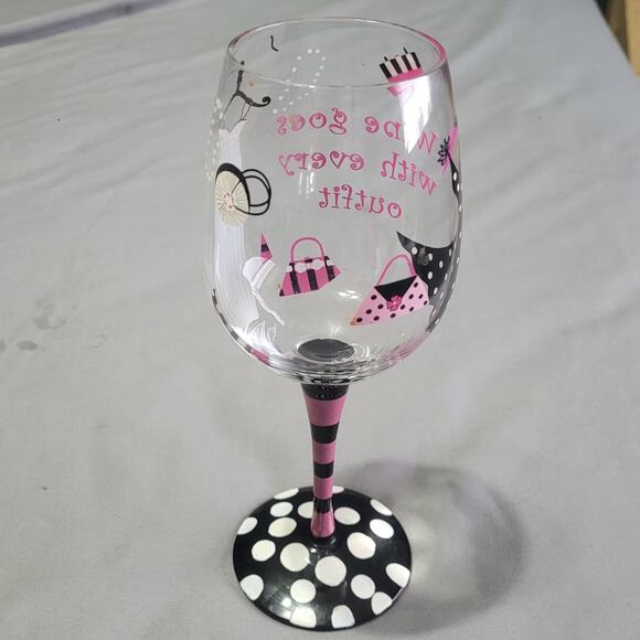 Wine Goes with Every Outfit Hand panted Wine Glass - Picture 3 of 4